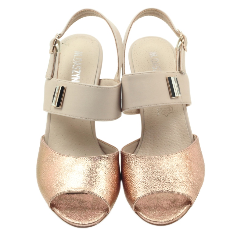 M.Daszyński Sandalias de piel Daszyński SA107 beige rosado 3