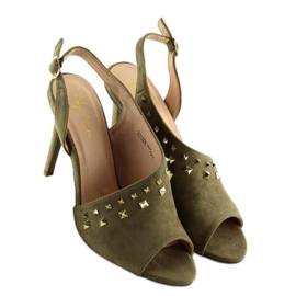 Sandalias verde oliva con tacón asimétrico GH-268 4