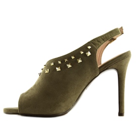 Sandalias verde oliva con tacón asimétrico GH-268 5