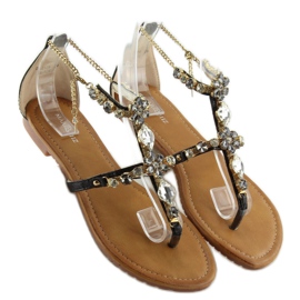 Chanclas con piedras negro D-6526 Negro 4