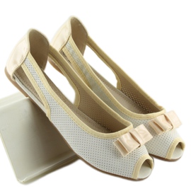 Bailarinas punta abierta blancas D314 BLANCO / L.BEIGE / L.BEIGE marrón 1