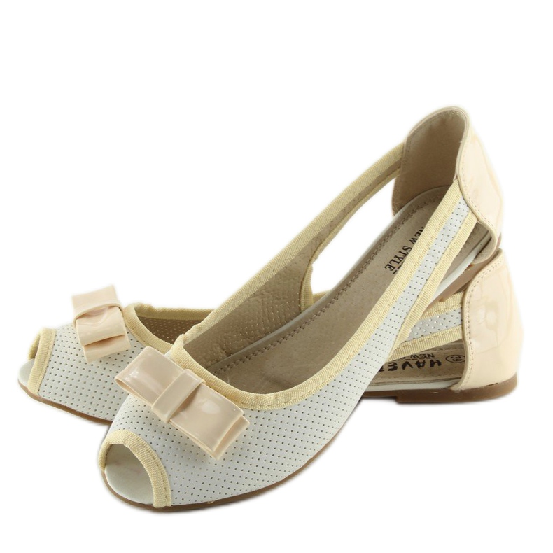 Bailarinas punta abierta blancas D314 BLANCO / L.BEIGE / L.BEIGE marrón 2