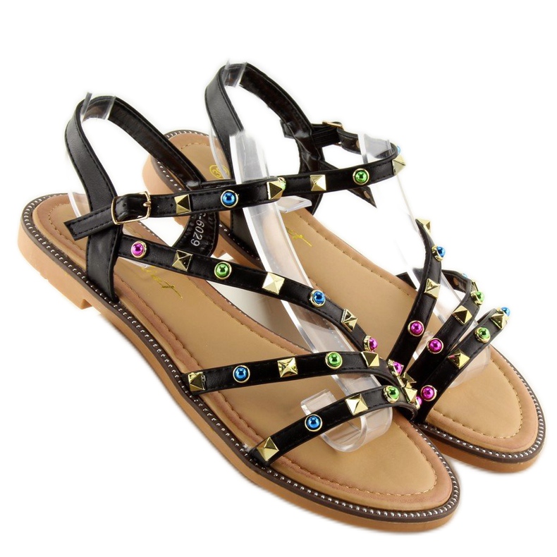 Sandalias negras con tachuelas LS-6029 negro 1