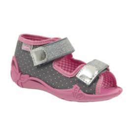Sandalias babuchas con lunares Befado 242p082 gris rosado 1 Sandalias babuchas con lunares Befado 242p082 gris rosado 1