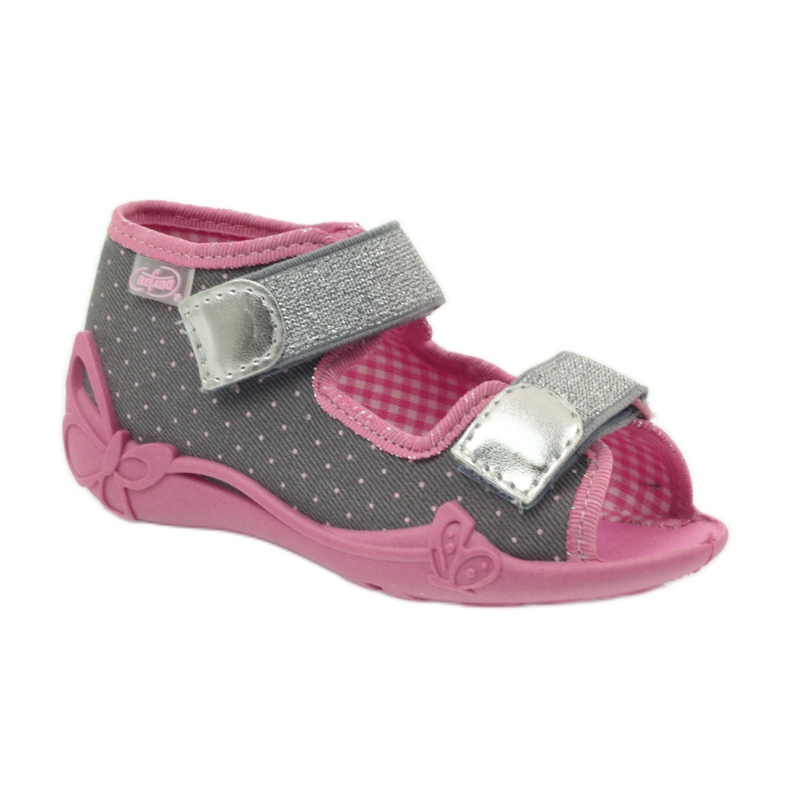 Sandalias babuchas con lunares Befado 242p082 gris rosado 1 Sandalias babuchas con lunares Befado 242p082 gris rosado 1