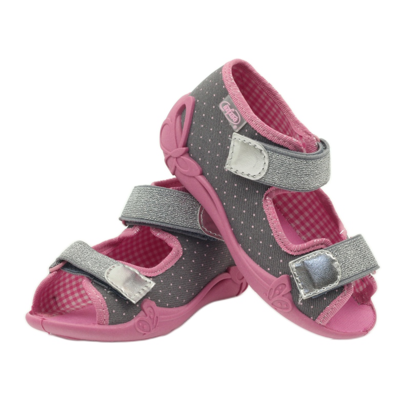 Sandalias babuchas con lunares Befado 242p082 gris rosa 4