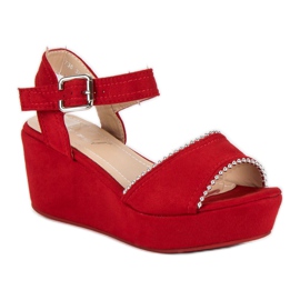 Super Mode Sandalias de cuña rojo 2