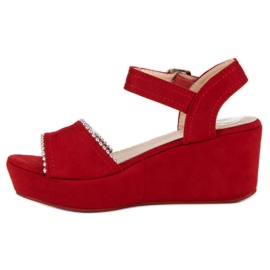 Super Mode Sandalias de cuña rojo 3