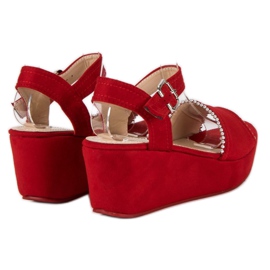 Super Mode Sandalias de cuña rojo 4