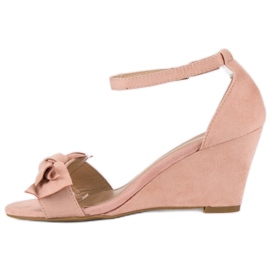L. Lux. Shoes Sandalias de cuña con estilo rosado 4