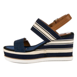 Sandalias cuña canalé azul marino 3