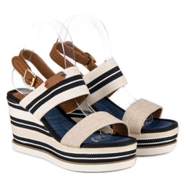 Sandalias cuña canalé marrón 5
