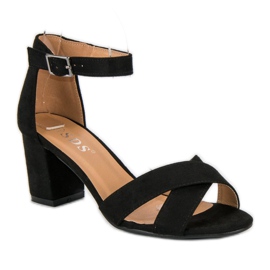 SDS Sandalias de gamuza en un post negro 2