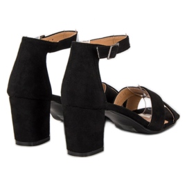 SDS Sandalias de gamuza en un post negro 4