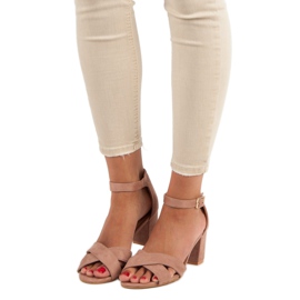 SDS Sandalias de gamuza en un post rosado 6