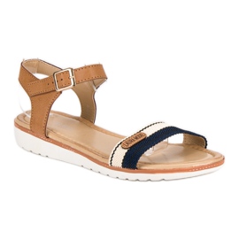 Laura Mode Sandalias planas textil marrón 4