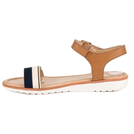 Laura Mode Sandalias planas textil marrón 5