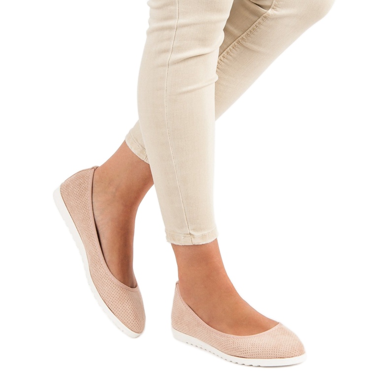 Sun Color Bailarinas ante calado rosa 1