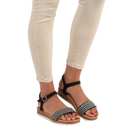 Ch. Creation Sandalias planas negras negro 6