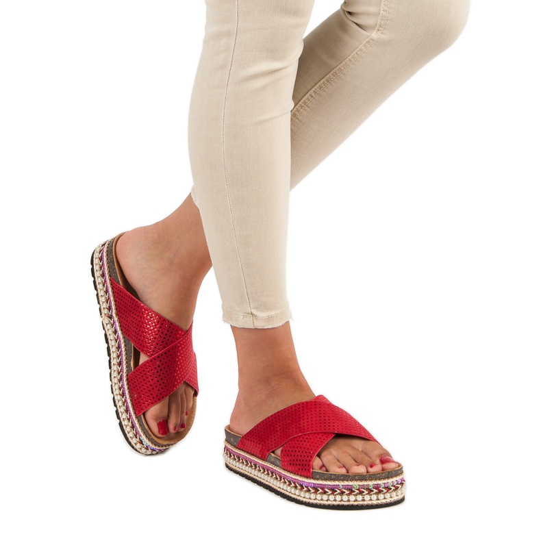 Sergio Todzi Chanclas estampado étnico rojo 1