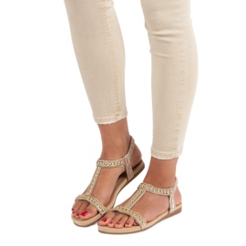 Queentina Sandalias planas con elástico amarillo 1