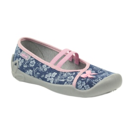 Zapatillas flores Befado 116y232 jeans azul rosado azul marino 1