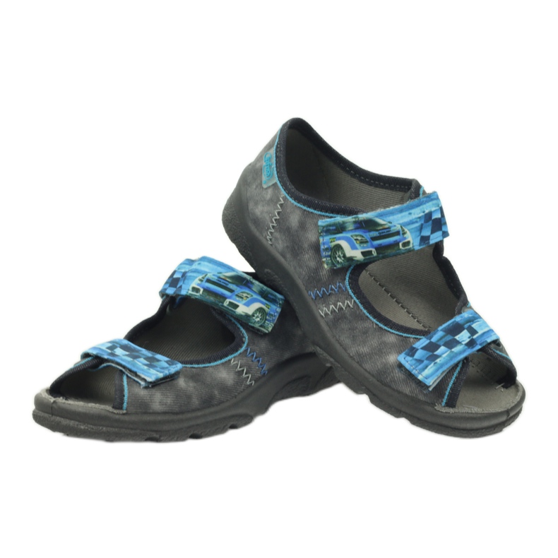 Sandalias, zapatillas velcro Befado 969x117 azul gris 4