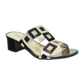 Babuchas Sagan negras y doradas negro amarillo 1