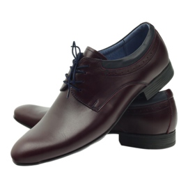 Tur Zapatos de cuero para hombres de Borgoña rojo 3