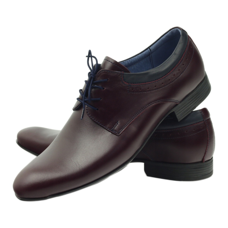 Tur Zapatos de cuero para hombres de Borgoña rojo 3