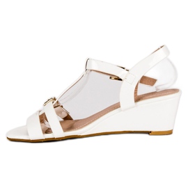 Beauty Girl'S Sandalias cuña lacada blanco 4