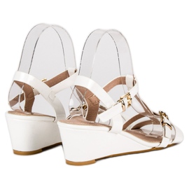 Beauty Girl'S Sandalias cuña lacada blanco 5