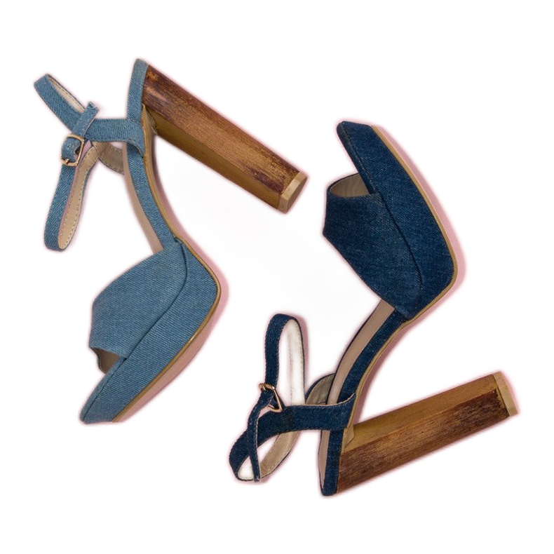 R'S Sandalias vaqueras de tacón azul 1 R'S Sandalias vaqueras de tacón azul 1
