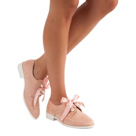 Tina&Co Zapatos atados con perlas rosado 1