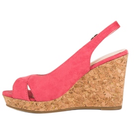 Super Mode Sandalias en un tacón de cuña de corcho rosado 3