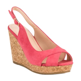Super Mode Sandalias en un tacón de cuña de corcho rosado 2