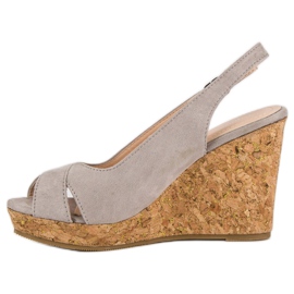 Super Mode Sandalias en un tacón de cuña de corcho gris 3