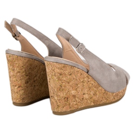 Super Mode Sandalias en un tacón de cuña de corcho gris 4