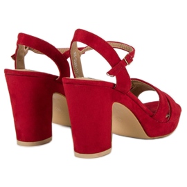 Milaya Sandalias de tacón de moda rojo 3