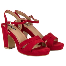 Milaya Sandalias de tacón de moda rojo 4