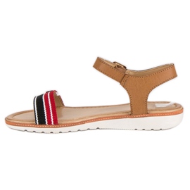 Laura Mode Sandalias planas textil marrón 3