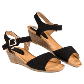 Abloom Sandalias cuña negras negro 6
