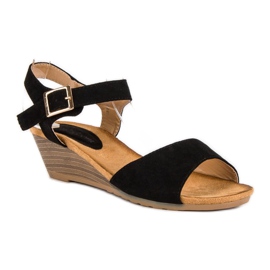 Abloom Sandalias cuña negras negro 3