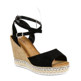 Best Shoes Sandalias de cuña negro 1