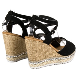 Best Shoes Sandalias de cuña negro 3