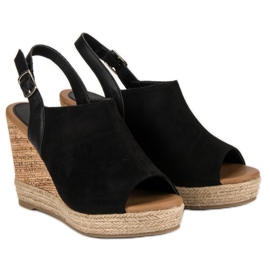Milaya Zapatos de cuña negros 4