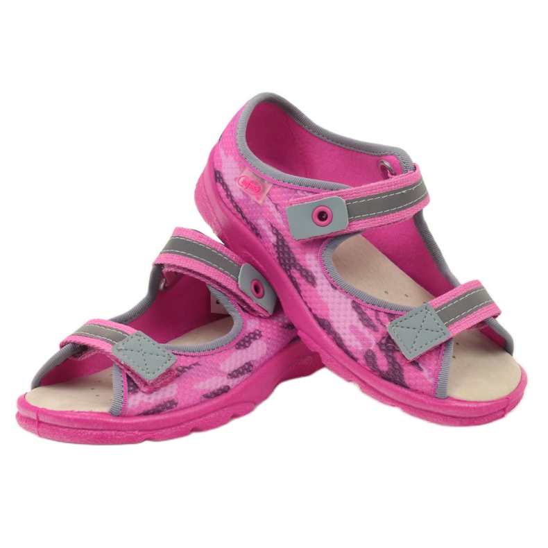Sandalias, zapatillas velcro Befado 969y112 gris rosa 4