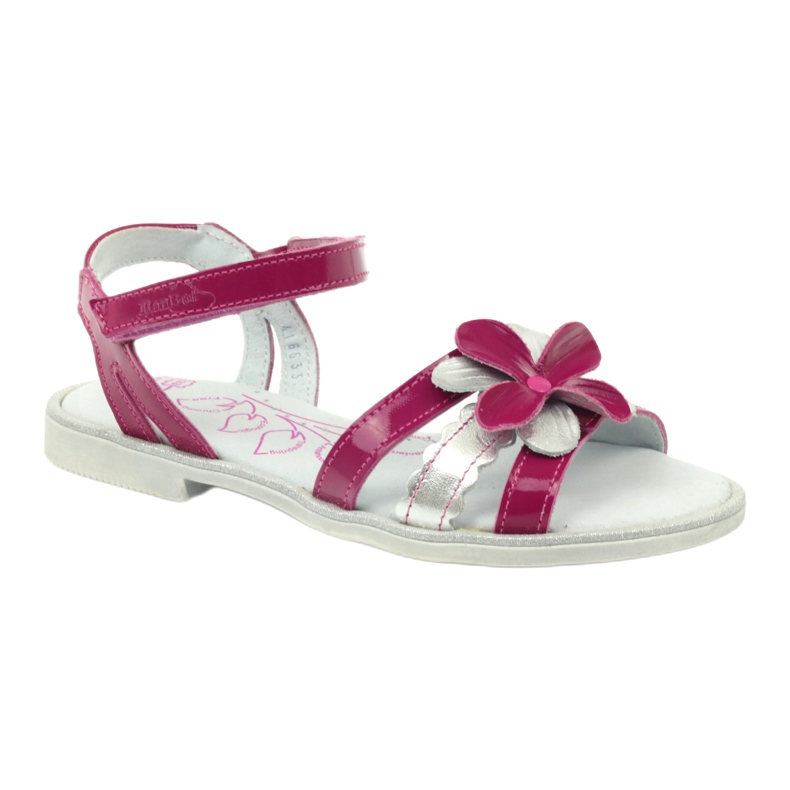 Sandalias Infantiles de Piel con Flor Ren But 4166 rosa gris 1
