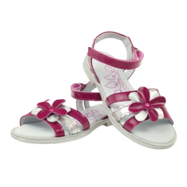 Sandalias Infantiles de Piel con Flor Ren But 4166 rosa gris 3