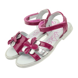 Sandalias Infantiles de Piel con Flor Ren But 4166 rosado gris 4